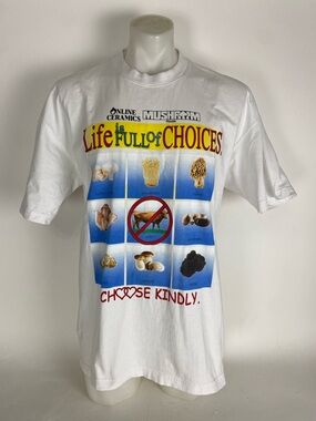 Online Ceramics Eat Mushrooms White Tee Shirt XL